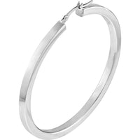 Olas d'Oro - 14K White Gold Square Tube Hoop Earrings - 50mm Diameter