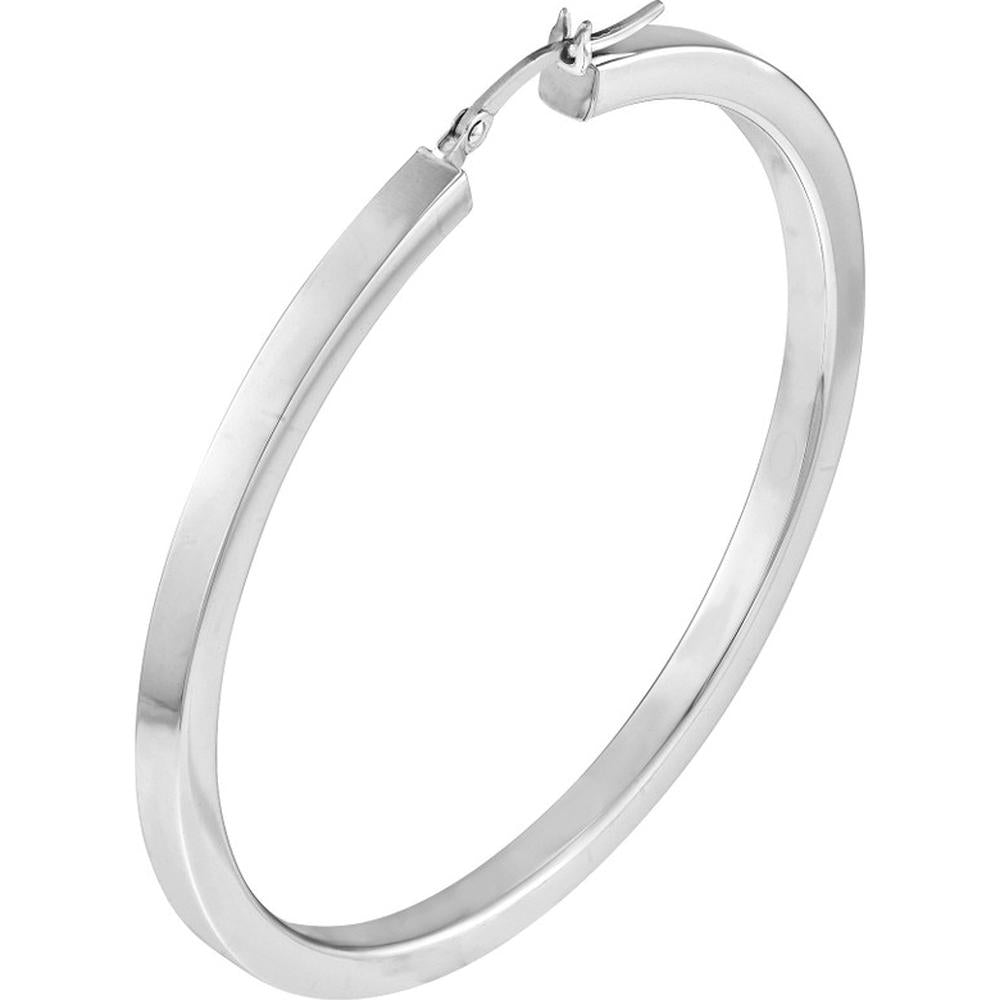 Olas d'Oro - 14K White Gold Square Tube Hoop Earrings - 50mm Diameter