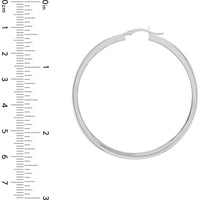 Olas d'Oro - 14K White Gold Square Tube Hoop Earrings - 50mm Diameter