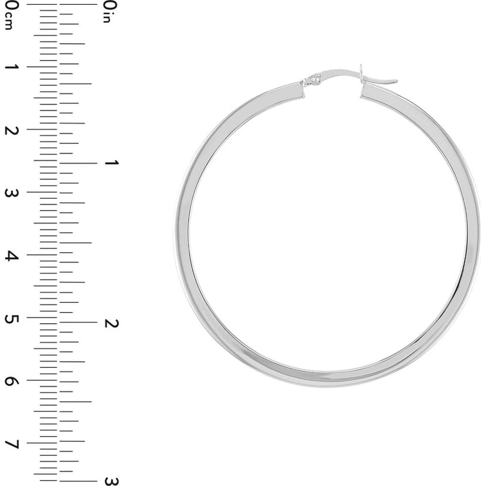 Olas d'Oro - 14K White Gold Square Tube Hoop Earrings - 50mm Diameter
