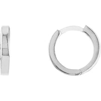 Olas d'Oro - 14K White Gold Square Tube Round Hoop Huggie Earrings - 1.23 Grams