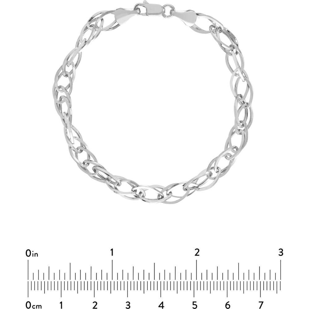 Olas d'Oro - 14K White Gold Square Wire Hollow Link Bracelet - 5.40mm, 4.07 Grams