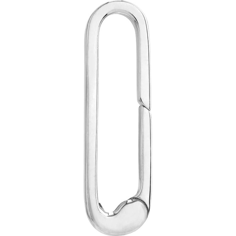 Olas d'Oro - 14K White Gold Square Wire Oval Designer Push Lock - 1.65g Weight