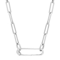 Olas d'Oro - 14K White Gold Square Wire Oval Designer Push Lock - 1.65g Weight