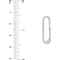 Olas d'Oro - 14K White Gold Square Wire Oval Designer Push Lock - 1.65g Weight