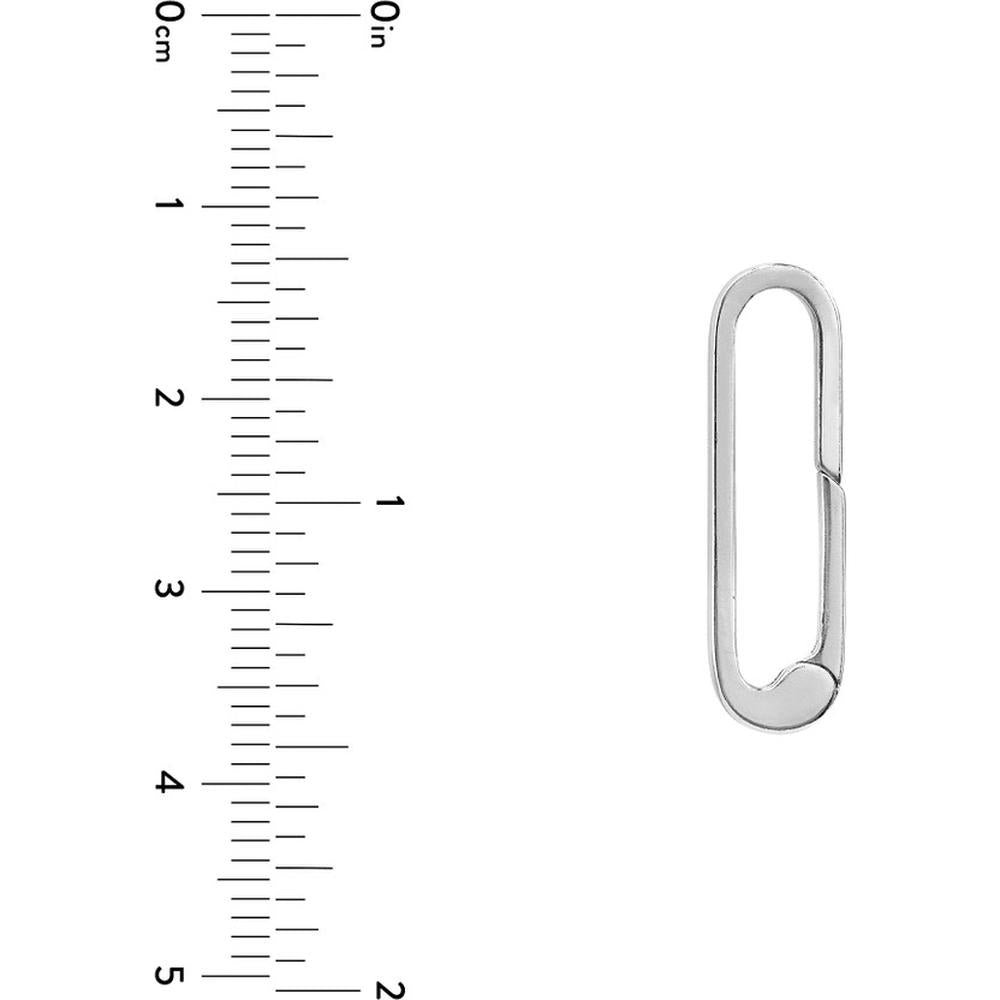 Olas d'Oro - 14K White Gold Square Wire Oval Designer Push Lock - 1.65g Weight