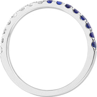 Olas d'Oro - 14K White Gold Stackable Band with Alternating Sapphire and Diamond Stones - 0.64 Carat Total Carat Weight