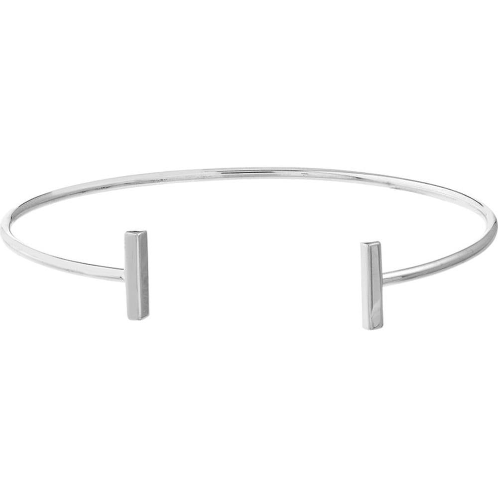 Olas d'Oro - 14K White Gold Staple Bar Cuff Bangle - 3.06 Grams