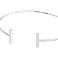 Olas d'Oro - 14K White Gold Staple Bar Cuff Bangle - 3.06 Grams