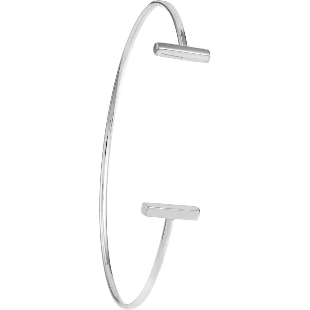 Olas d'Oro - 14K White Gold Staple Bar Cuff Bangle - 3.06 Grams