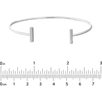 Olas d'Oro - 14K White Gold Staple Bar Cuff Bangle - 3.06 Grams