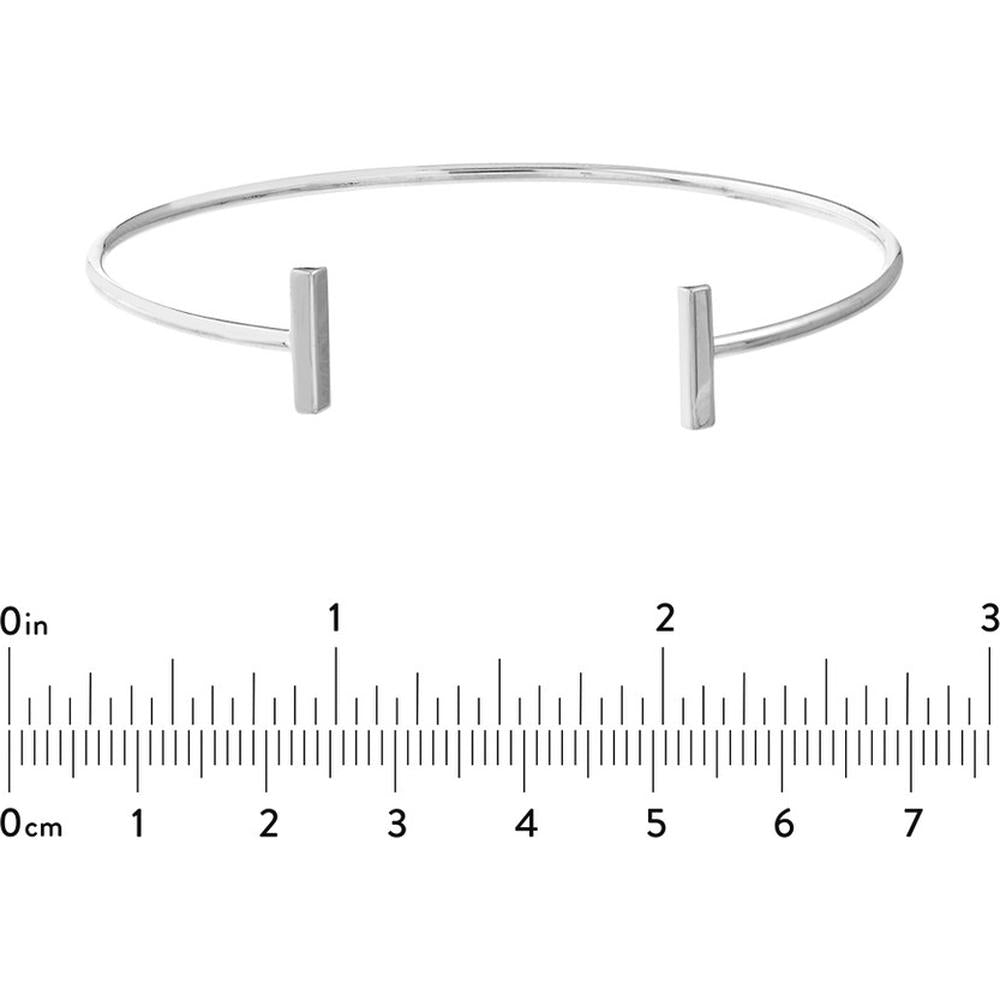 Olas d'Oro - 14K White Gold Staple Bar Cuff Bangle - 3.06 Grams
