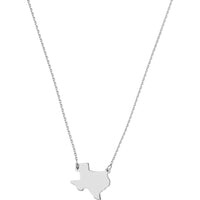 Olas d'Oro - 14K White Gold States Plain Map Necklace with Optional Diamond Bezel - Custom State Pendant