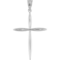 Olas d'Oro - 14K White Gold Tapered Cross Pendant 1.00 Grams Total Weight