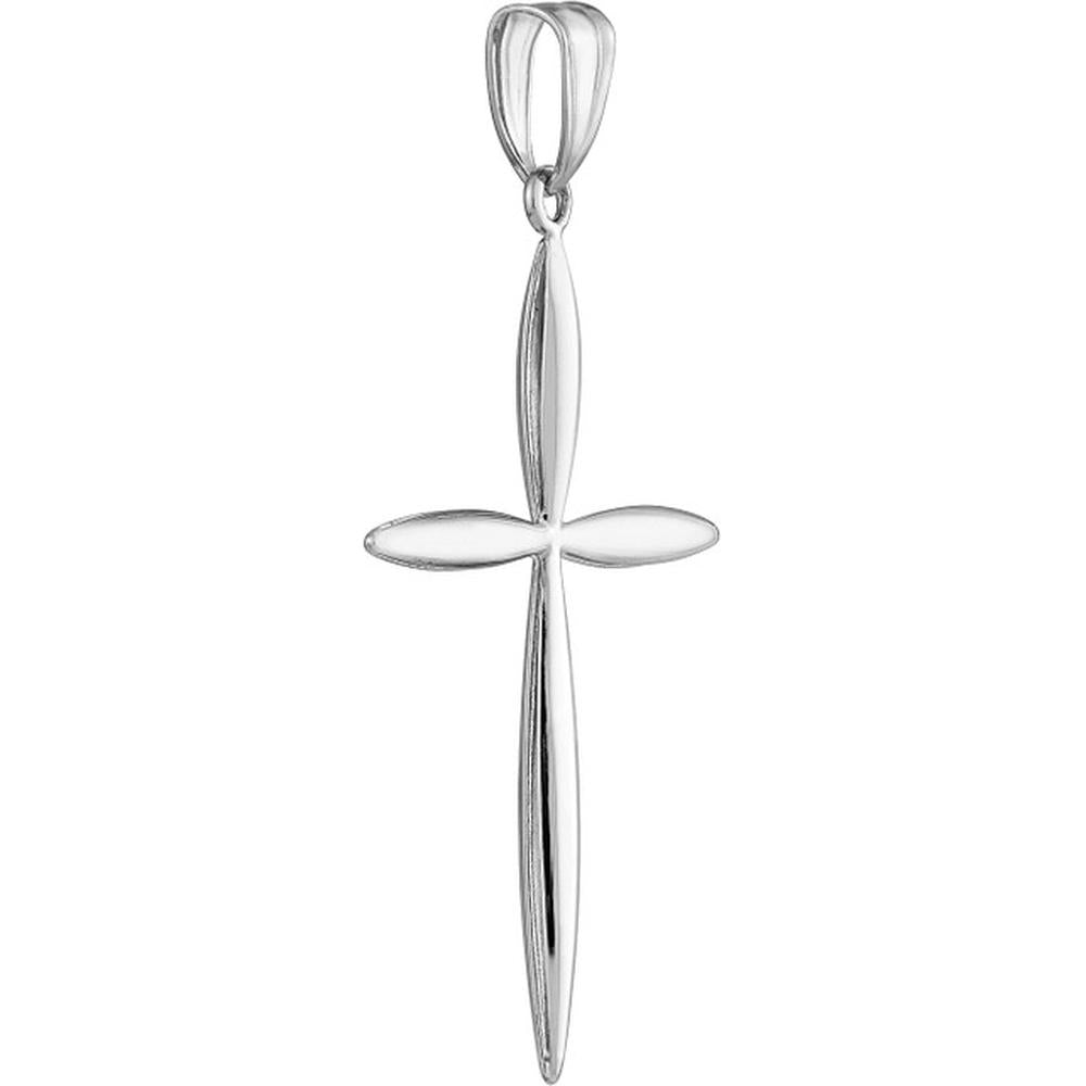 Olas d'Oro - 14K White Gold Tapered Cross Pendant 1.00 Grams Total Weight