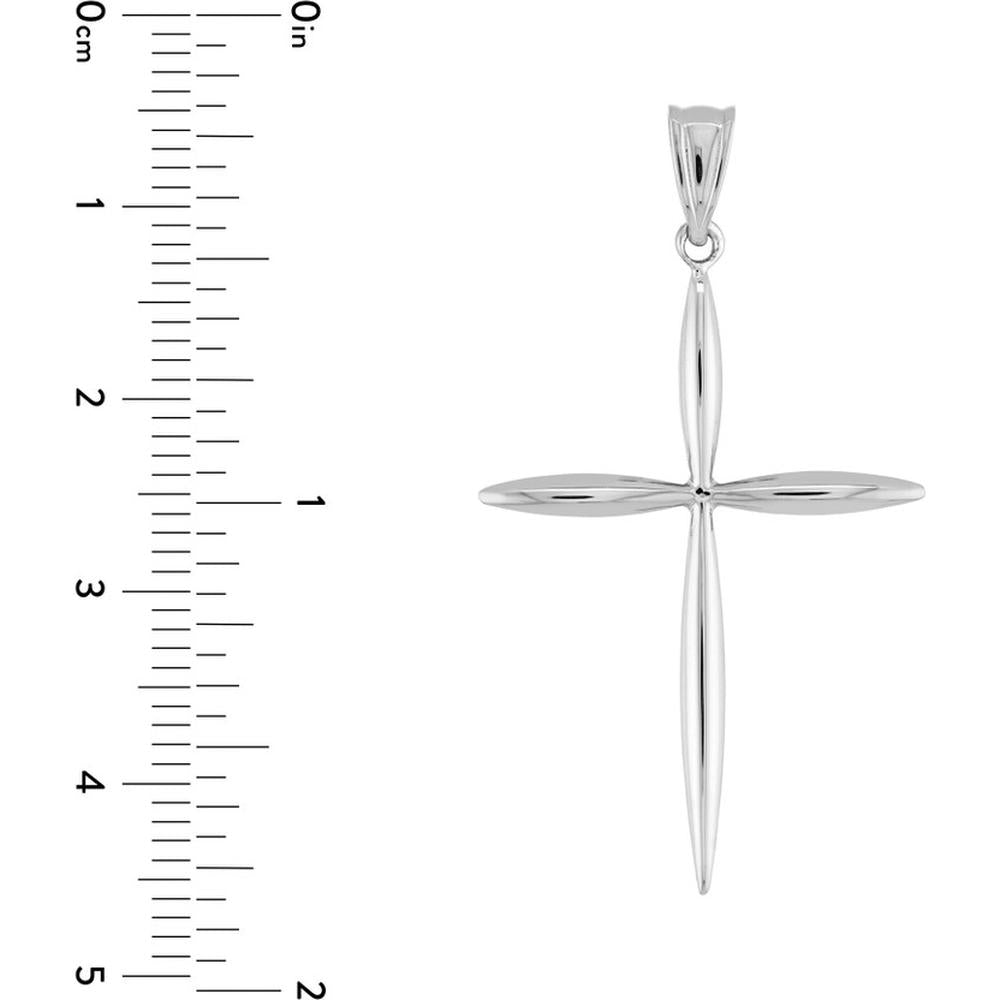 Olas d'Oro - 14K White Gold Tapered Cross Pendant 1.00 Grams Total Weight