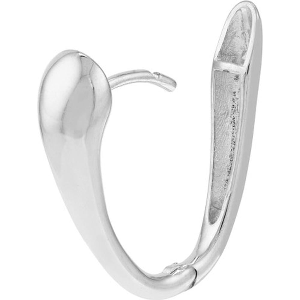 Olas d'Oro - 14K White Gold Tapered Oval Mini Hoop Earrings with Snap-Lock Clasp