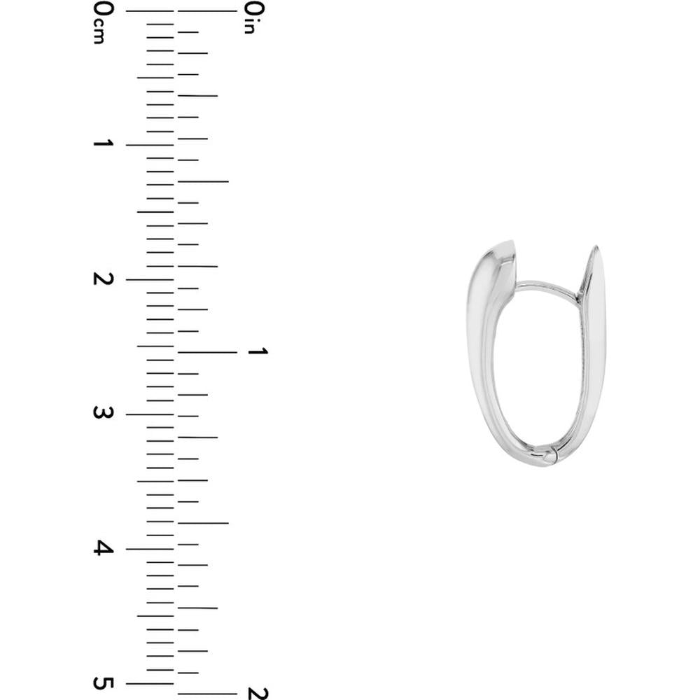 Olas d'Oro - 14K White Gold Tapered Oval Mini Hoop Earrings with Snap-Lock Clasp