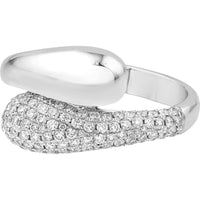 Olas d'Oro - 14K White Gold Teardrop Diamond Bypass Ring with 0.75 Carat Total Diamond Weight