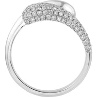 Olas d'Oro - 14K White Gold Teardrop Diamond Bypass Ring with 0.75 Carat Total Diamond Weight