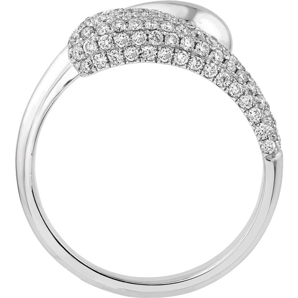 Olas d'Oro - 14K White Gold Teardrop Diamond Bypass Ring with 0.75 Carat Total Diamond Weight