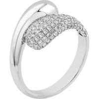 Olas d'Oro - 14K White Gold Teardrop Diamond Bypass Ring with Pave Diamonds - 0.75 Carat Total Diamond Weight