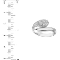 Olas d'Oro - 14K White Gold Teardrop Diamond Bypass Ring with Pave Diamonds - 0.75 Carat Total Diamond Weight