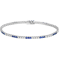 Olas d'Oro - 14K White Gold Tennis Bracelet with Alternating Diamonds and Sapphires - 2-1/4 Carat Total Carat Weight