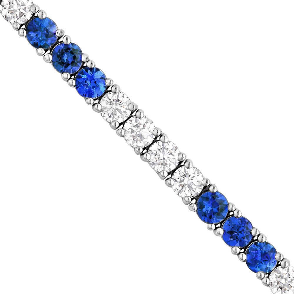 Olas d'Oro - 14K White Gold Tennis Bracelet with Alternating Diamonds and Sapphires - 2-1/4 Carat Total Carat Weight