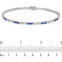 Olas d'Oro - 14K White Gold Tennis Bracelet with Alternating Diamonds and Sapphires - 2-1/4 Carat Total Carat Weight