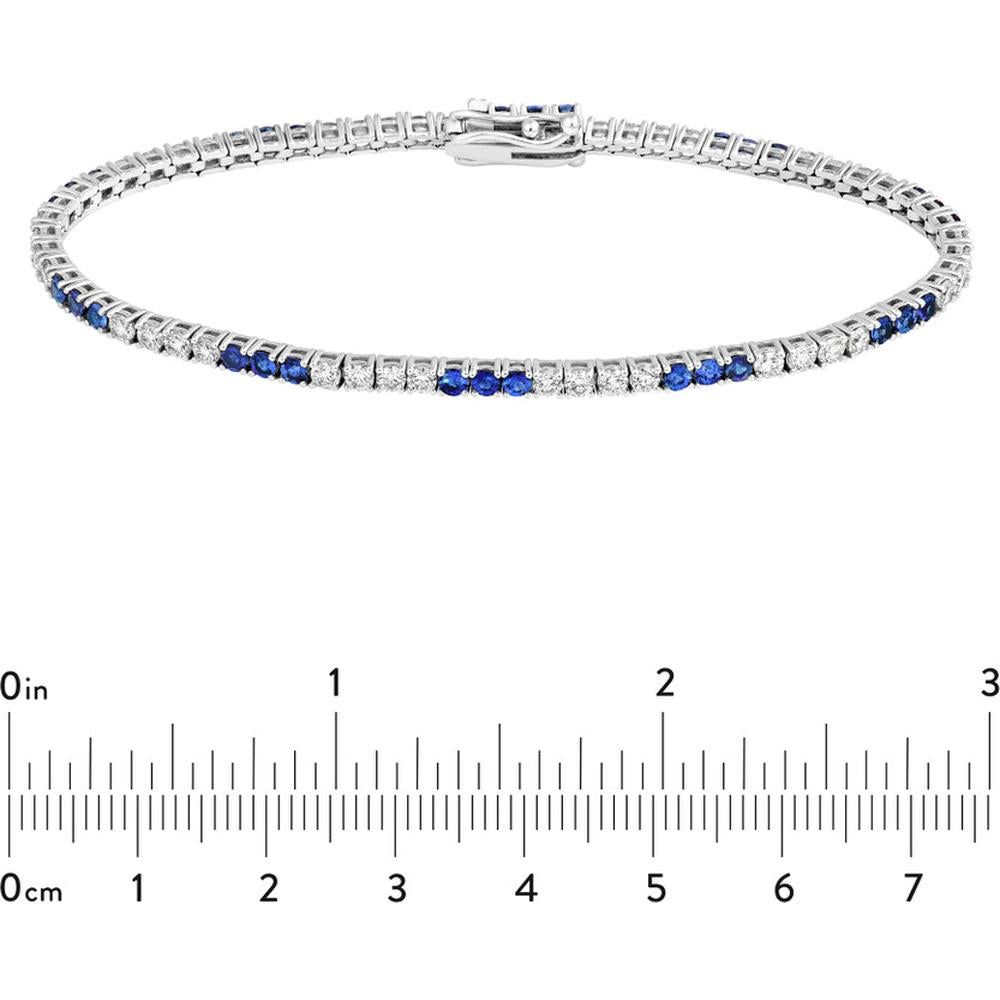 Olas d'Oro - 14K White Gold Tennis Bracelet with Alternating Diamonds and Sapphires - 2-1/4 Carat Total Carat Weight