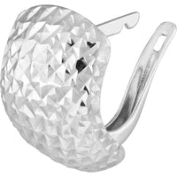Olas d'Oro - 14K White Gold Textured Curve Earrings with Diamond-Cut Detailing - Petite Leverback Style