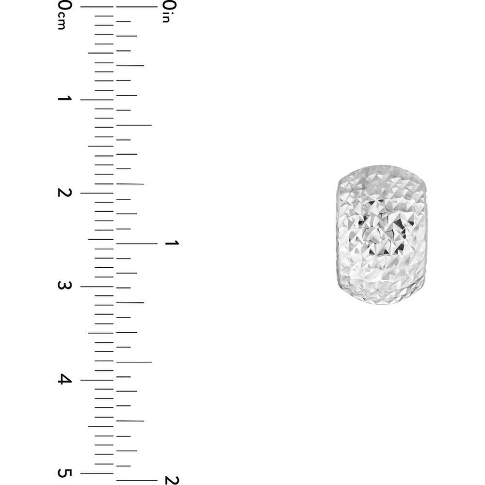 Olas d'Oro - 14K White Gold Textured Curve Earrings with Diamond-Cut Detailing - Petite Leverback Style