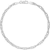 Olas d'Oro - 14K White Gold Textured Double Cable Chain Bracelet - 1.90 Grams