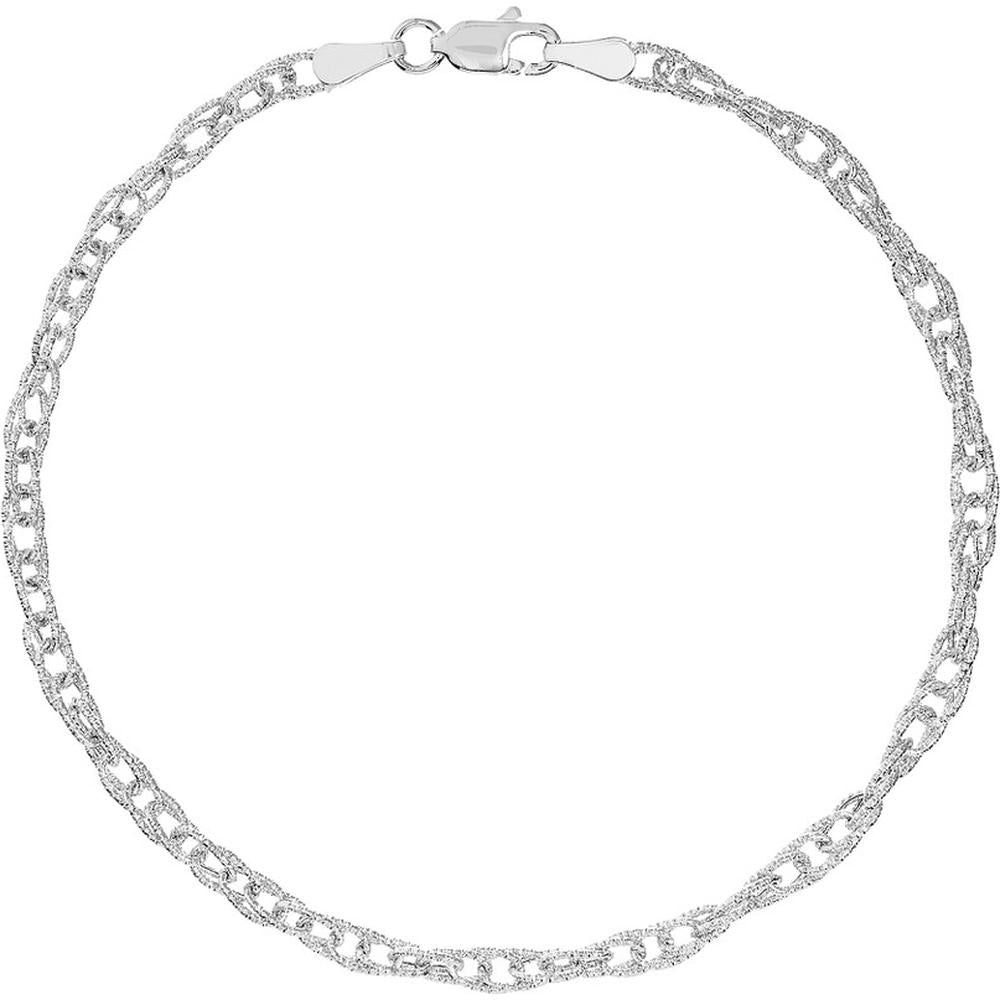 Olas d'Oro - 14K White Gold Textured Double Cable Chain Bracelet - 1.90 Grams