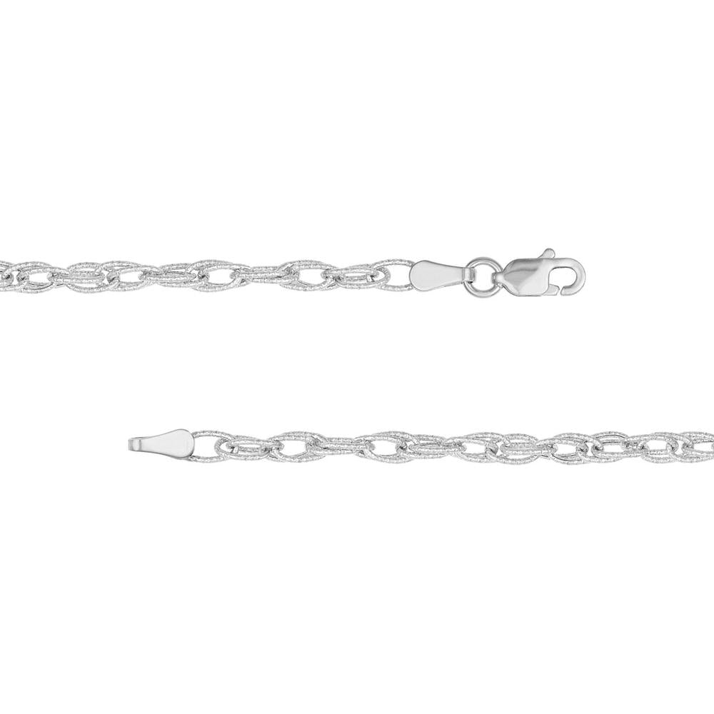 Olas d'Oro - 14K White Gold Textured Double Cable Chain Bracelet - 1.90 Grams