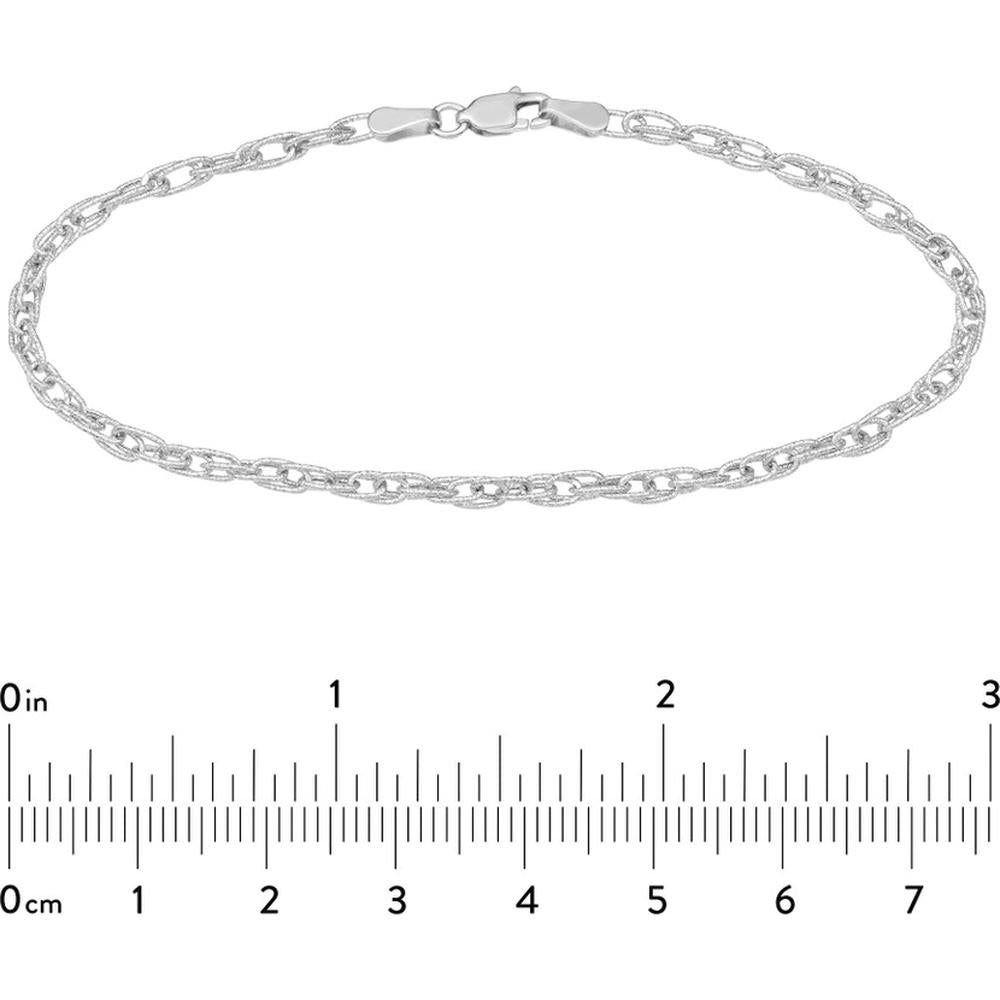 Olas d'Oro - 14K White Gold Textured Double Cable Chain Bracelet - 1.90 Grams