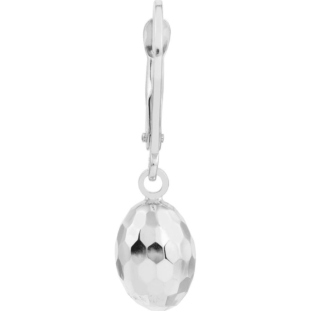 Olas d'Oro - 14K White Gold Textured Egg-Shaped Leverback Earrings
