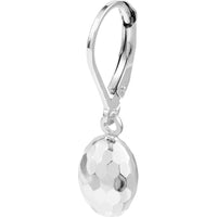 Olas d'Oro - 14K White Gold Textured Egg-Shaped Leverback Earrings