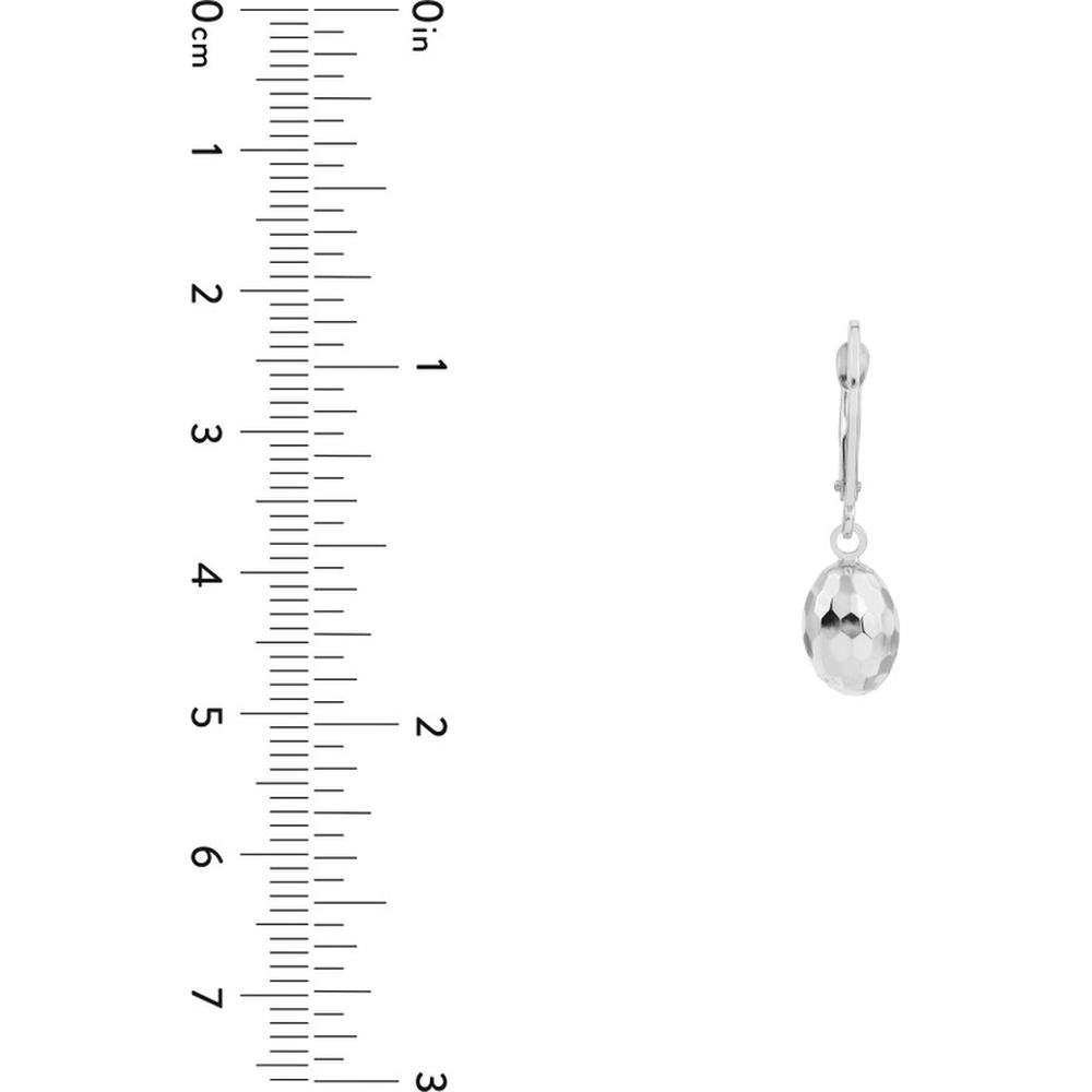 Olas d'Oro - 14K White Gold Textured Egg-Shaped Leverback Earrings