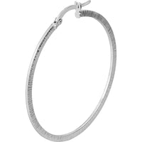 Olas d'Oro - 14K White Gold Textured Hoop Earrings - Lightweight Design