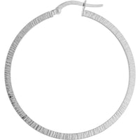 Olas d'Oro - 14K White Gold Textured Hoop Earrings - Lightweight Design