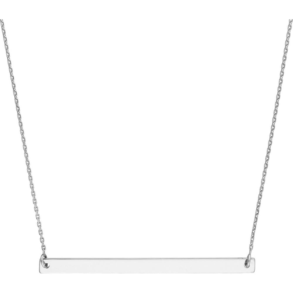 Olas d'Oro - 14K White Gold Thin Bar Adjustable Necklace with Lobster Clasp