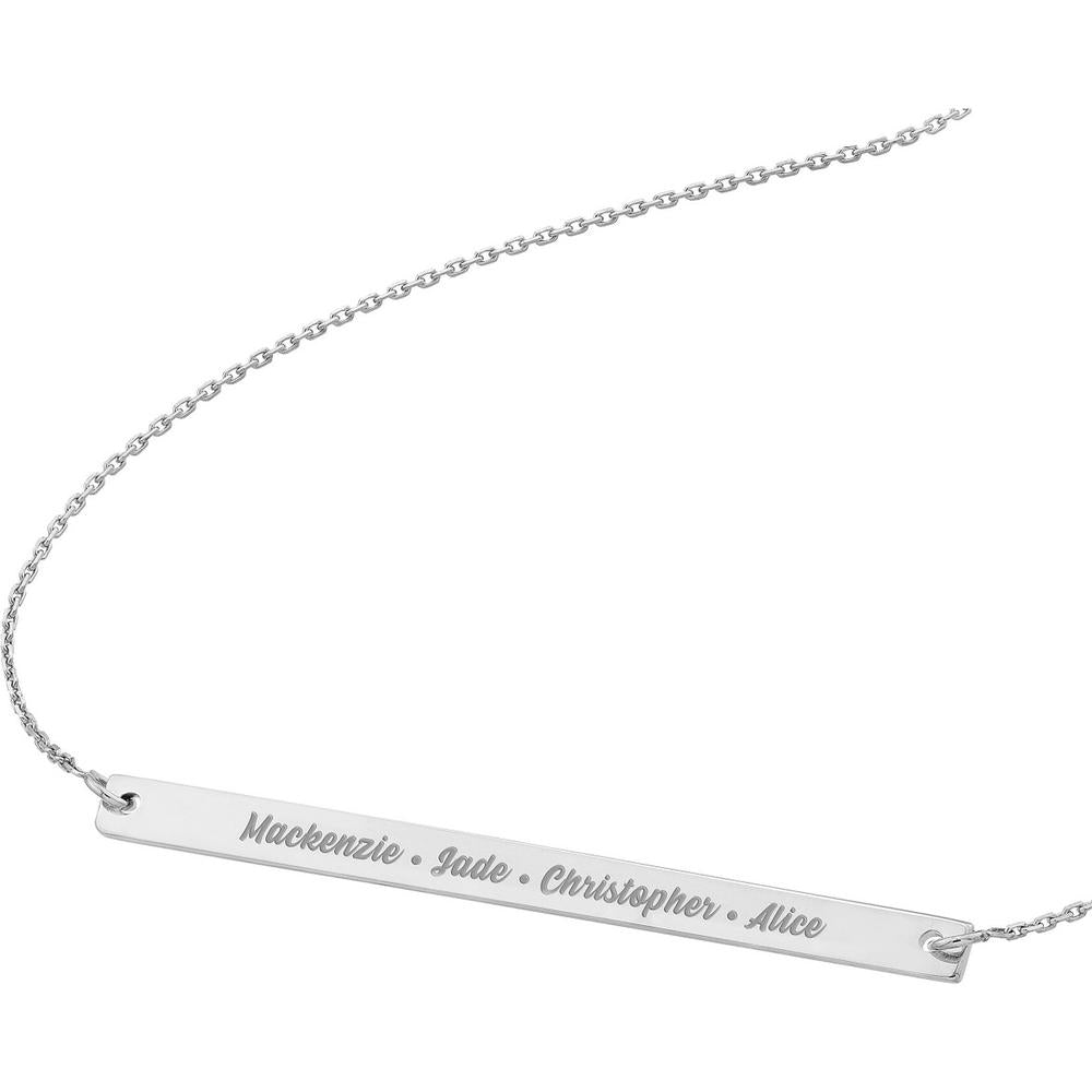 Olas d'Oro - 14K White Gold Thin Bar Adjustable Necklace with Lobster Clasp
