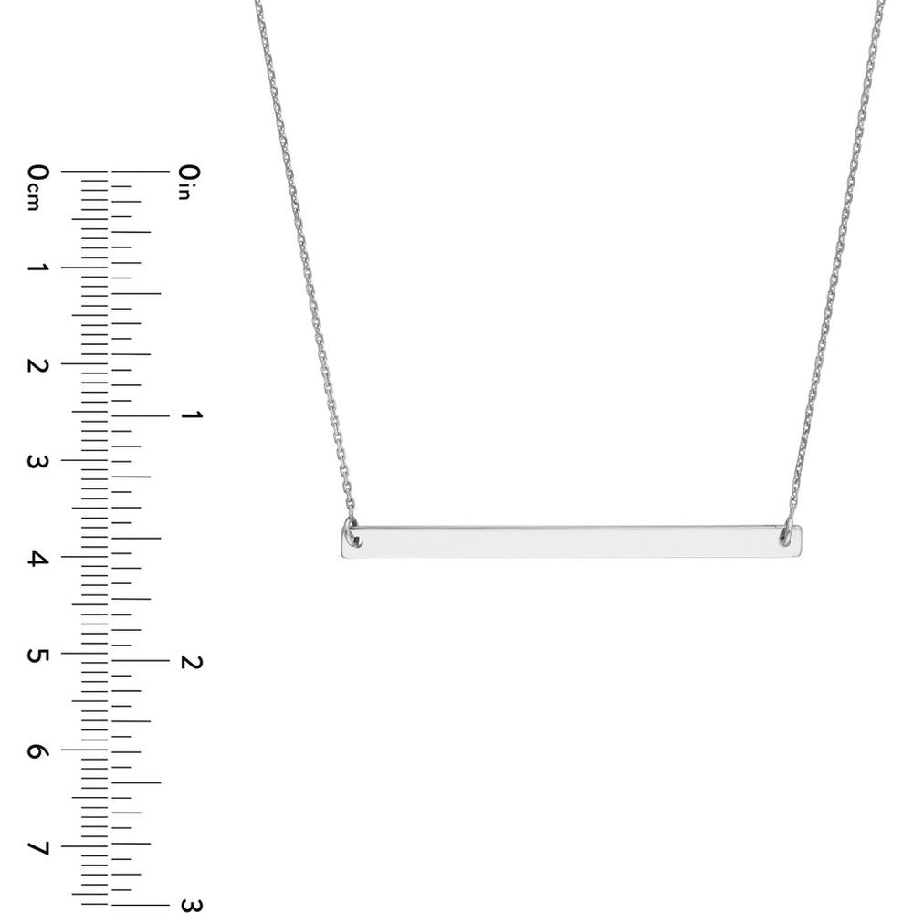 Olas d'Oro - 14K White Gold Thin Bar Adjustable Necklace with Lobster Clasp