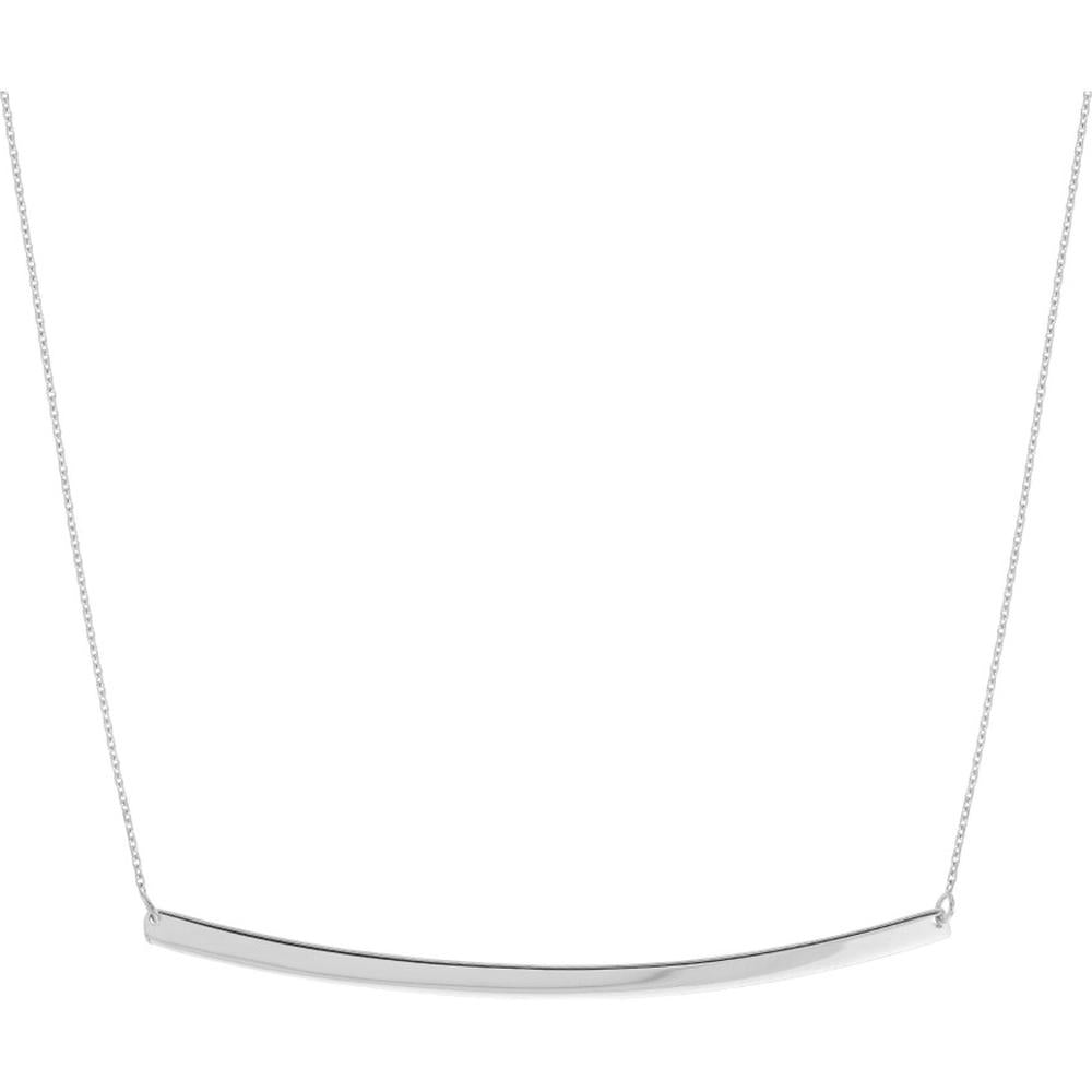 Olas d'Oro - 14K White Gold Thin Curved Bar Adjustable Necklace - 2.40 Grams