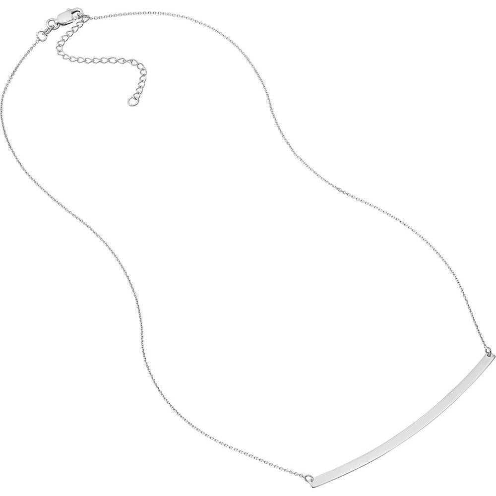 Olas d'Oro - 14K White Gold Thin Curved Bar Adjustable Necklace - 2.40 Grams