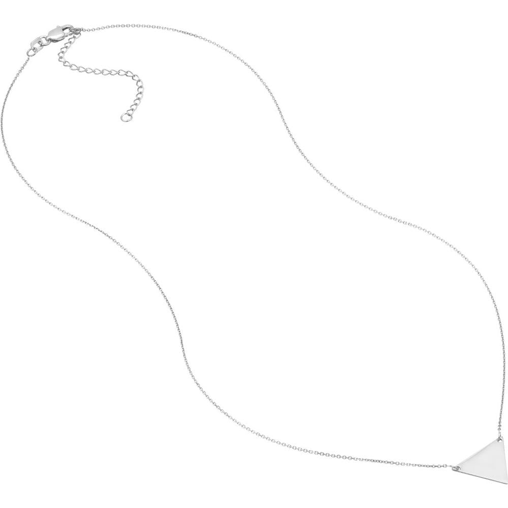 Olas d'Oro - 14K White Gold Triangle Drop Necklace with Adjustable Chain - 2.21 Grams