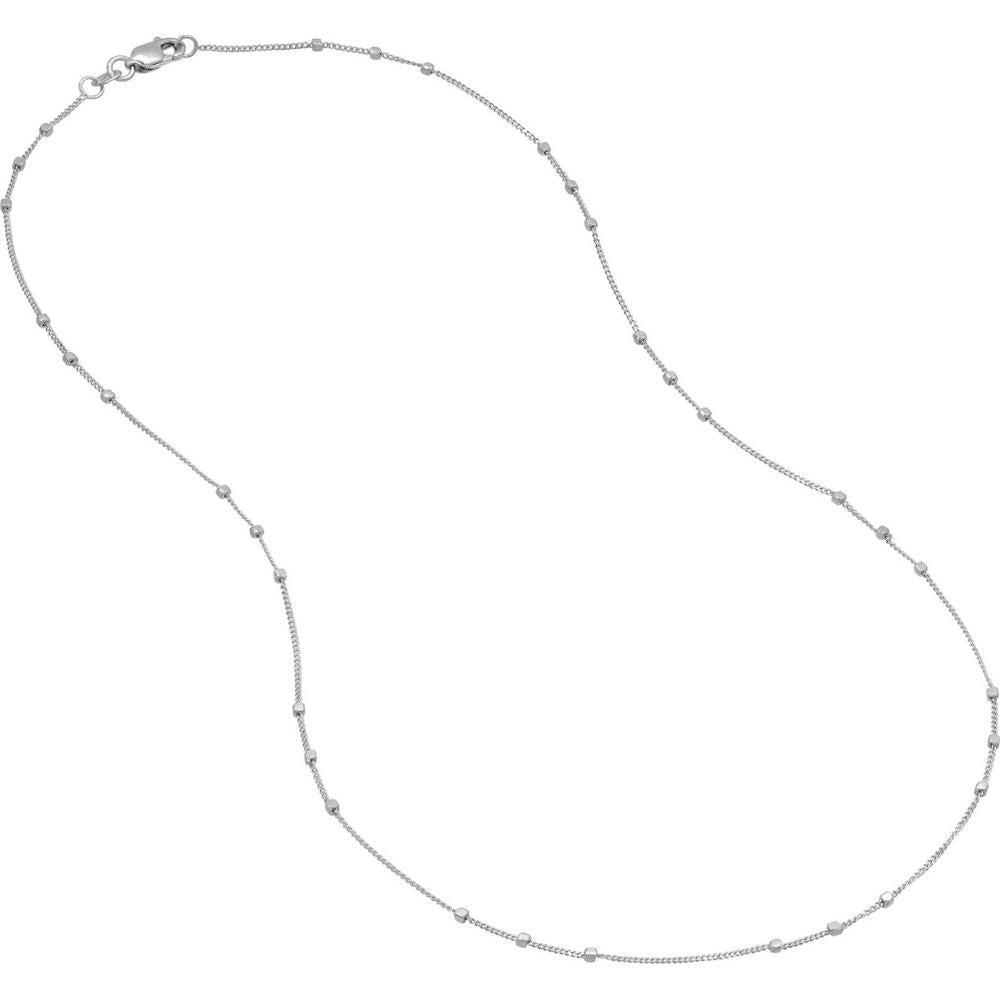 Olas d'Oro - 14K White Gold Triple Bead Saturn Chain Necklace - 24" with Lobster Lock