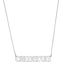 Olas d'Oro - 14K White Gold Typewriter Font Nameplate Necklace - Personalized Design with Lobster Clasp Closure